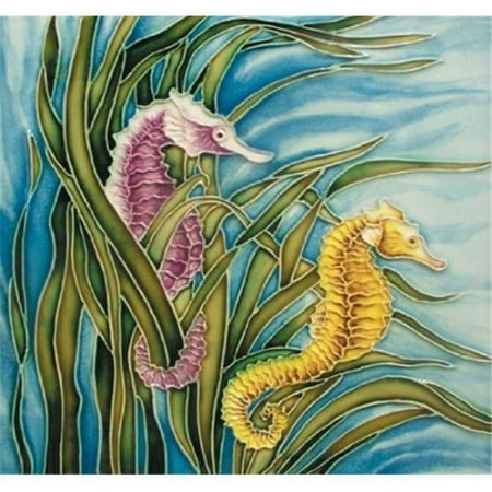 En Vogue B-223 Seahorse - Decorative Ceramic Art Tile - 8 in. x 8 in.
