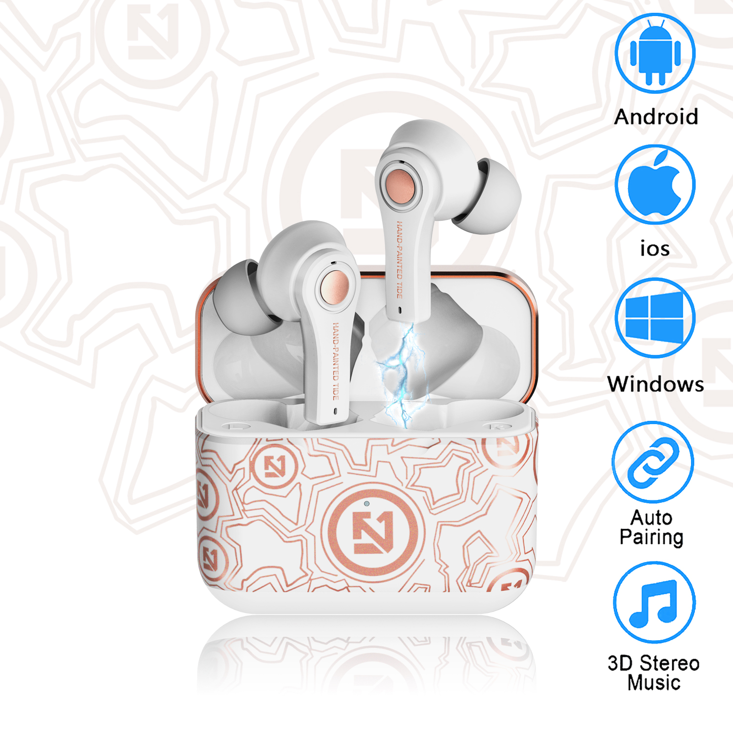 5.0 Wireless Bluetooth Earbuds for Android, Noise Cancelling InEar