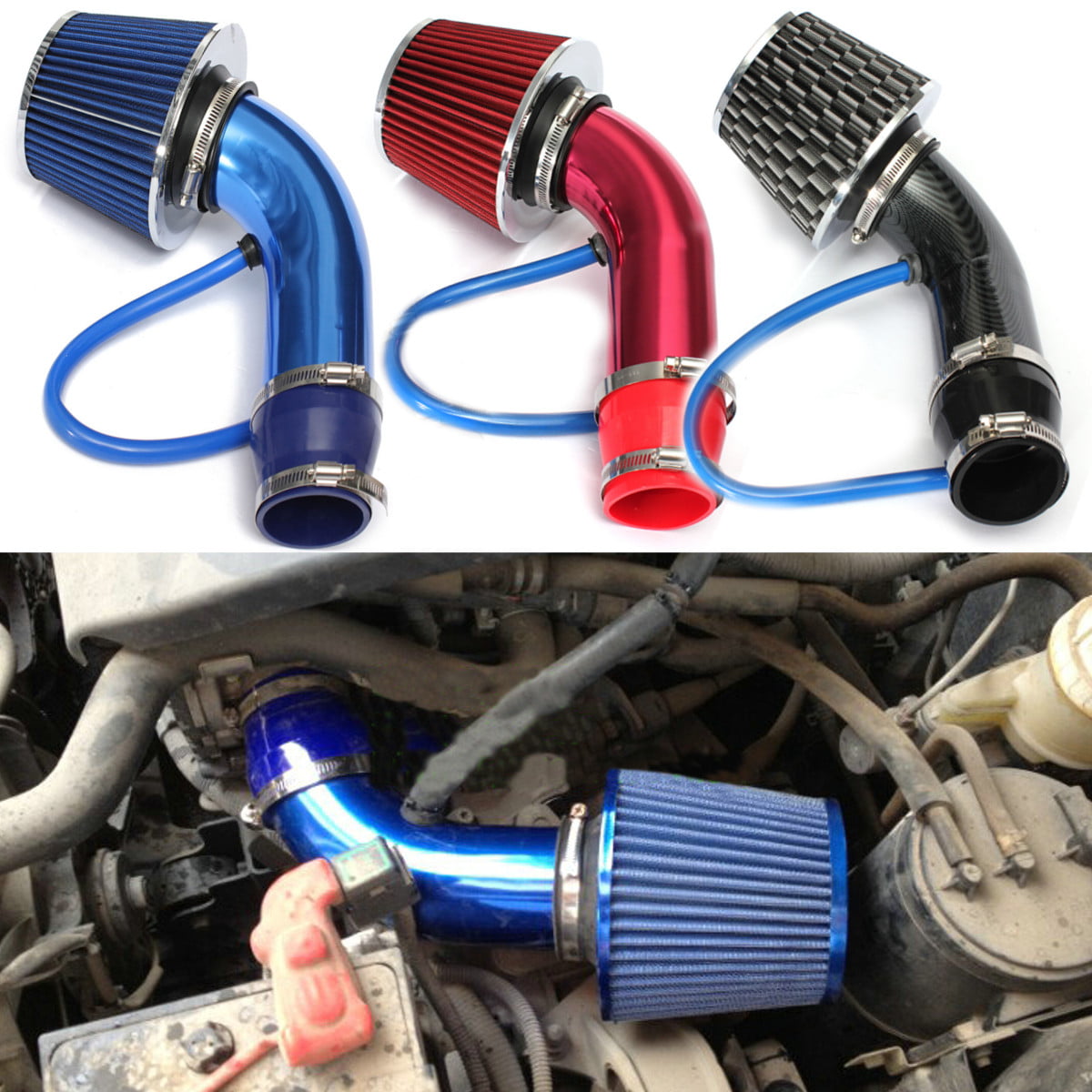 76mm Car Cold Air Intake Filter Induction Pipe Power Flow Hose System US STOCK