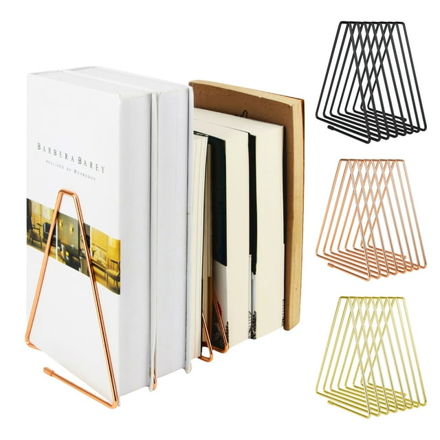 Aspire Porte-Livres 7 Emplacements Porte-Dossiers pour Magazines Fil Métallique Bureau Or Organiseur de Livres Réglable Présentoir Triangle