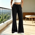 thumbnail image 2 of Kvture Womens Casual Loose Drawstring Elastic Waist Wide Leg Lounge Pants Lightweight Baggy Sweatpants Joggers with Pocket Black Pant L, 2 of 7