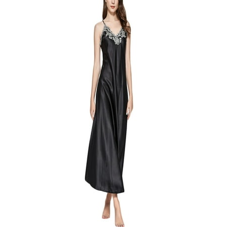 

Nokpsedcb Women V-neck Satin Silk Lace Lingerie Pajama