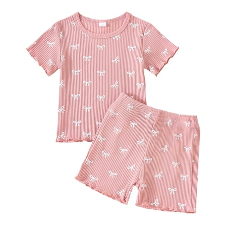 Baby Girl Outfits 12-18 Months Toddler Baby Girl Clothes 12 18 24 Month 2T 3T Summer Outfit Western Graphic Ruffle Tees T-shirts Shorts Set