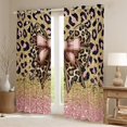 thumbnail image 2 of Manfei Cheetah Pattern Blackout Curtains Set of 2 (52x84 Each),Leopard Print Bowtie Window Curtains,Pink Gold Glitter Print Curtains and Drapes For Girls Kids,Luxury Bedroom Decor, 2 of 6