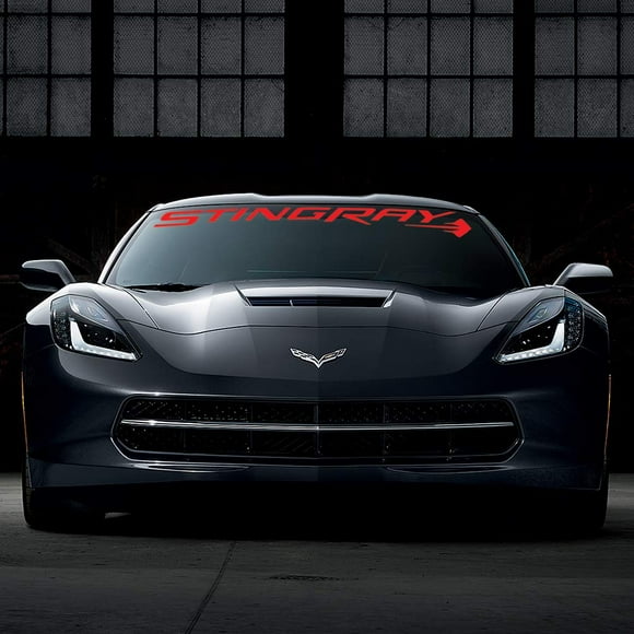 C7 Corvette Windshield Decal Kit - Sticker Lettering Emblem for 2014-2019 Corvettes (Stingray Script Red)