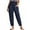 Navy, variant on Hvyesh Women's High Waist Pants Drawstring Capri Pants Plus Size Casual Elastic Straight Leg Cropped Pant Trousers with Pockets