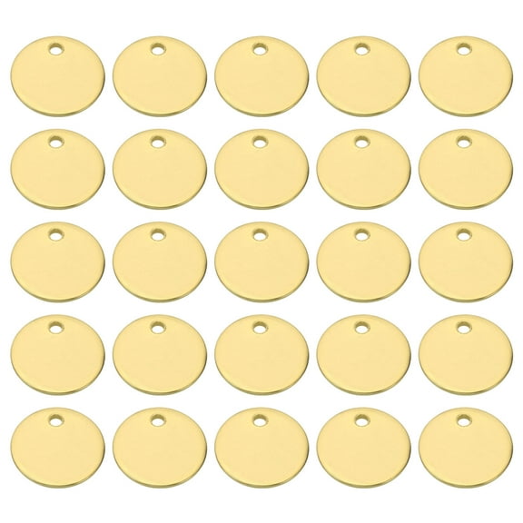 12mm Steel Disc, 30pcs Round Metal Stamping Blanks Tags Circle Metal Plate DIY for Laser Engraving Stamping, Golden