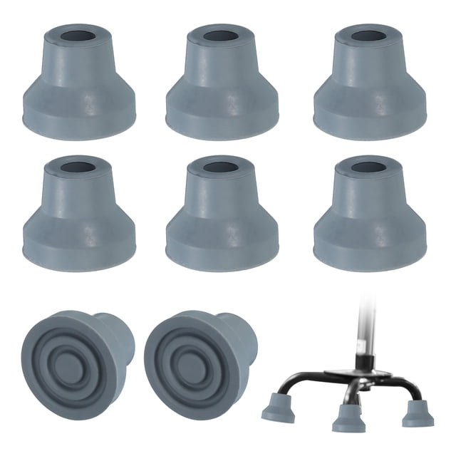 Puntas de Caña Cuádruple 1/2 Pulgada, 8 Pcs Reemplazo para Bastón de Pie Mujeres Hombres Mayores, Gris(Estilo 3)
