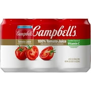Campbell's 100% Tomato Juice, 11.5 fl oz Can, 6 Count