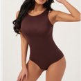 thumbnail image 6 of Tao Tao Women's High Neck Sleeveless Bodysuit Tank Tops Solid Color Slimming And Hip Lifting Shapewear, One-Piece Shapewear Coffee S, 6 of 6