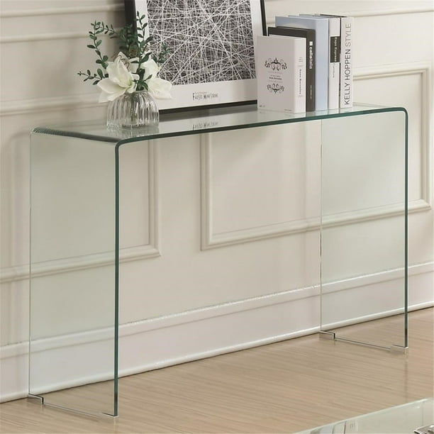 Benzara Contemporary Style Minimal, Clear Glass Sofa Table