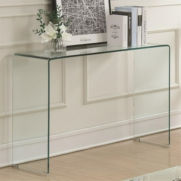 Benzara Contemporary Style Minimal Clear Glass Sofa Table Com Benzara Contemporary Style Minimal, Clear Glass Sofa Table