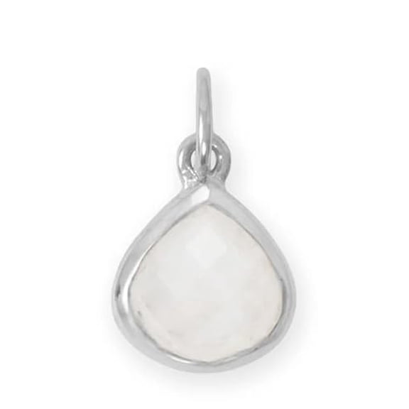 AzureBella Jewelry Sterling Silver Faceted Genuine Rainbow Moonstone Charm Pear Shape