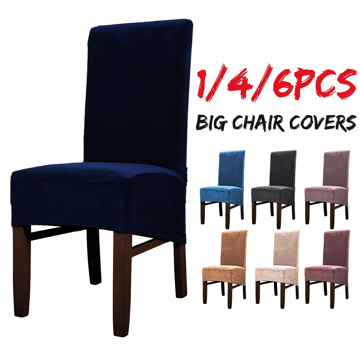 1 4 6x Velvet Stretch Xl Dining Chair, Extra Large Dining Chair Slipcovers