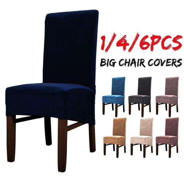 1/4/6X Velvet Stretch XL Dining Chair Cover Protector Washable Stool Seat Slipcover for Dining