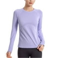 thumbnail image 2 of Crunowin Women’s High-Stretch Long-Sleeve Yoga Tee, Quick Dry Round-Neck Running & Workout Top Purple XL, 2 of 7