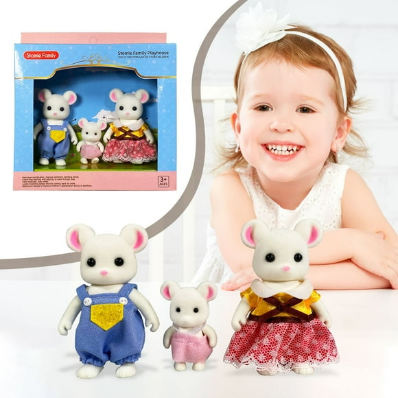 Calico Critters Milk Rabbit Family - Set of 4 Collectible Doll Figures for Children Ages 3+