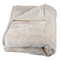 Somerset Home Mink Faux Fur Blanket - 91x81 Washable Bedding or Throw, Beige