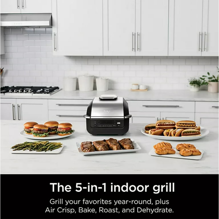 Ninja EG351A Foodi Smart Digital 5-in-1 Indoor Grill & Air Fryer with Built  in Thermometer(Silver) 