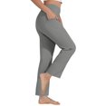 thumbnail image 4 of YDKZYMD Yoga Pants for Women Capris High Waist Leggings with Pockets Wide Leg Exercise Workout Crop Straight Open Bottom Gray M, 4 of 4