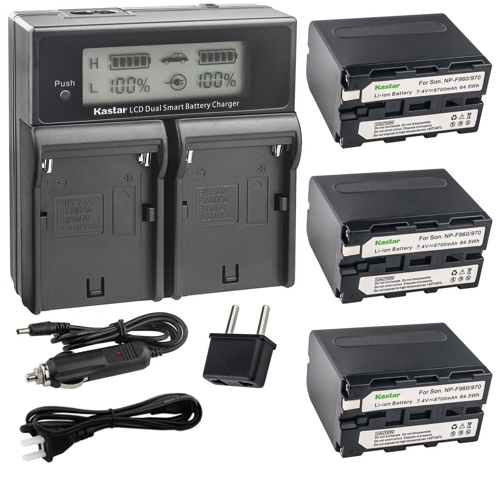 Kastar LCD Wall Charger + 8700mAh Battery For Sony NPF970 Series Camcorders