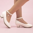 thumbnail image 5 of Gubotare Girls Dress Shoes with Heel Girls Sandals Closed Toe Heels Wedding Party Girls Dress Shoes Toddler Little Big Kid (White,Little Kids 12.5), 5 of 9