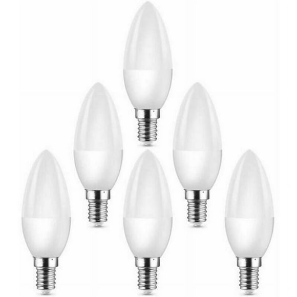 Warm White Light Candle Bulbs, High CRI 80 E14 Base 5W LED Chandelier Light, Classic Shape B10 Frosted Torpedo Tip for Living Room Dining Room Lighting (Pack Of 6)