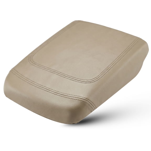Unique Bargains Beige Leather Center Console Lid Armrest Cover Trim Car Interior Armrest Replacement Skin Protector Pad for Ford F150 F-150 1997-2003