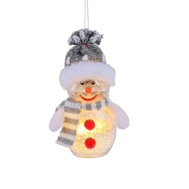 Christmas Luminous Snowman Ornament With Lights Transparent Luminous Jar Snowman Figurine Christmas Tree Ornament