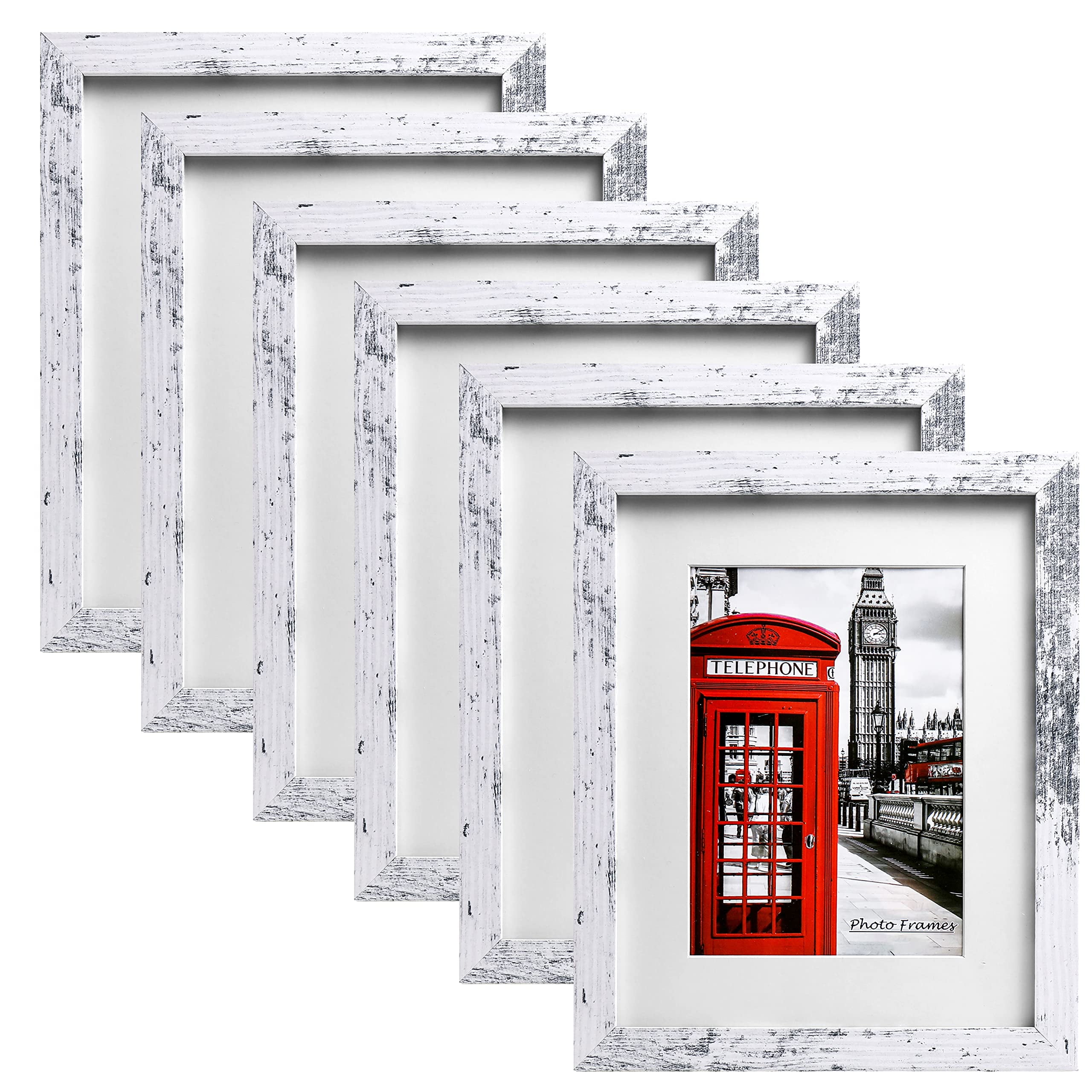 11x14 Picture Frame Set of 6, Display Pictures 8x10 with Mat or 11x14