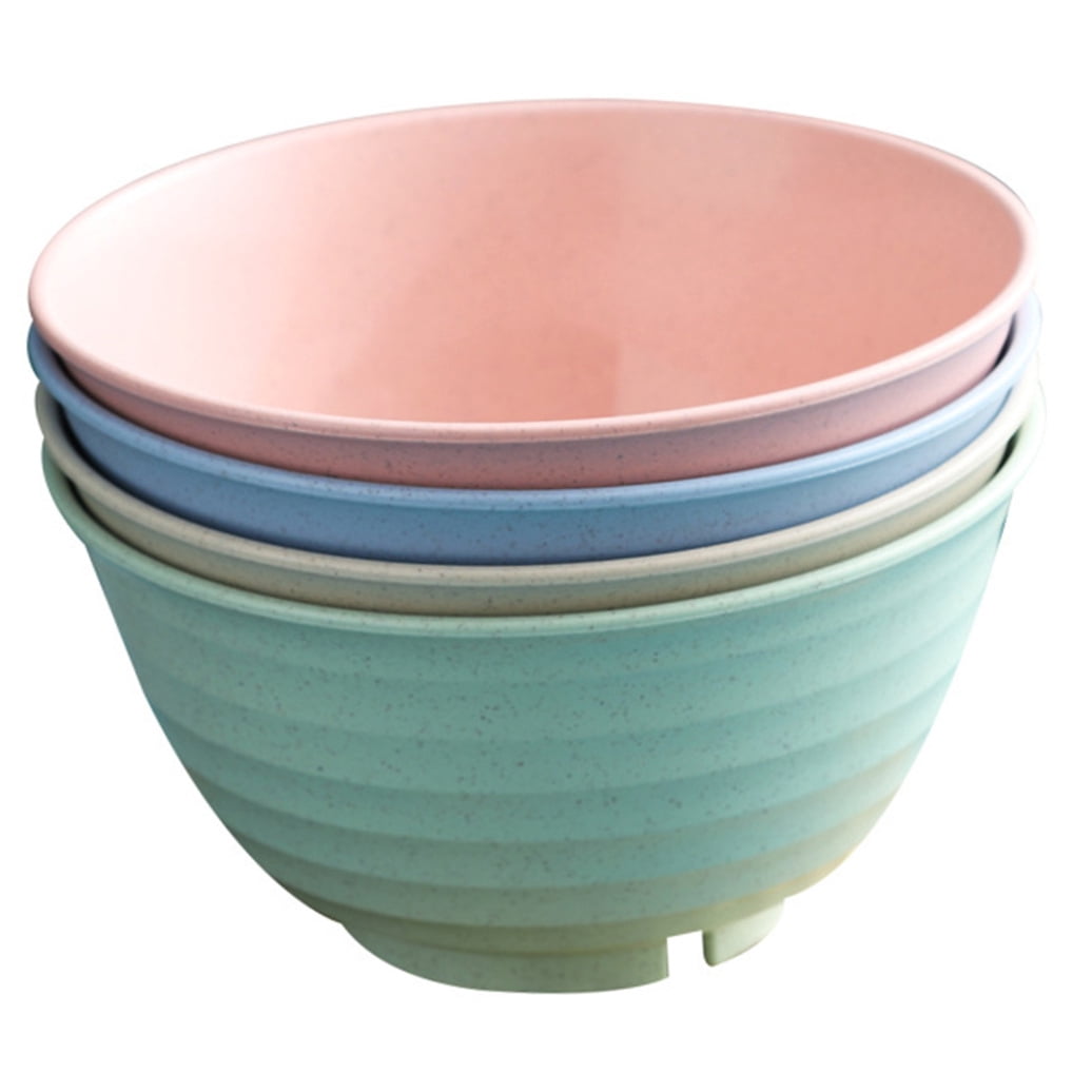 WHAMVOX  4 Pcs Large Bowls for Eating Kitchen Noodle Ramen Wheat Student