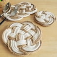 thumbnail image 1 of Scandinavian Style Round Heat Insulating Mat | Natural Cotton & Linen Trivet | 9" Coaster for Hot Pots & Pans | Table Protector for Kitchen & Dining, 1 of 7