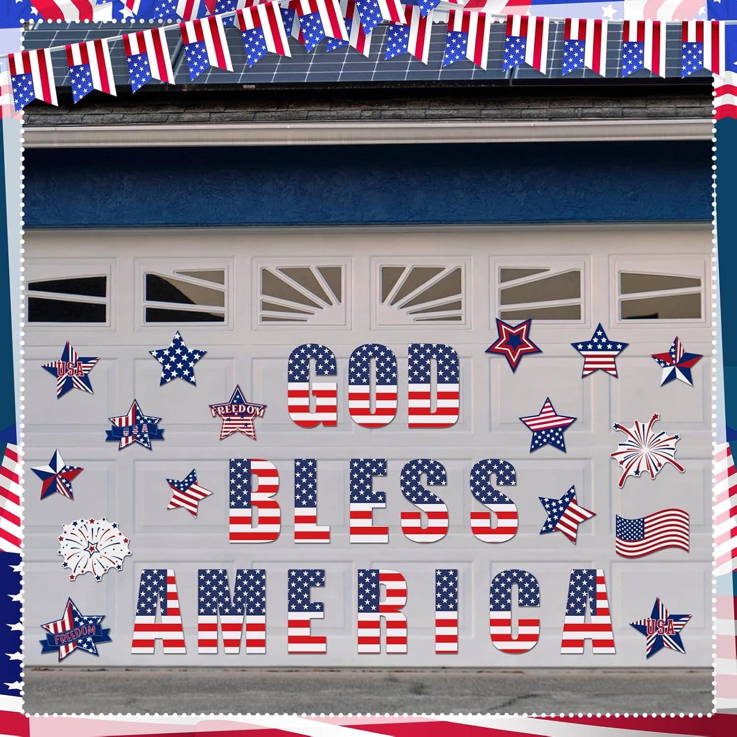GBBG 30 Pcs 4th of July Garage Door Magnet 250th Anniversary Memorial Day Garage Door Decoration Patriotic Red Blue White USA Flag Magnet Independence Day Decal for Refrigerator Car Party(USA)