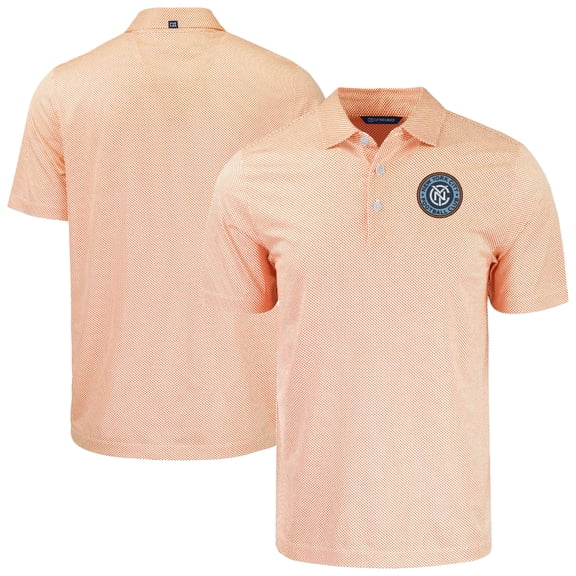 Men's Cutter & Buck White/Orange New York City FC Pike Eco Symmetry Print Stretch Recycled Polo
