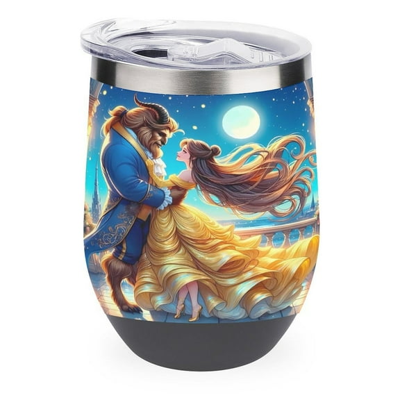 Beauty And Beast B 12oz Wine Tumbler with lid Stainless Steel Travel Mugs Double Wall Insulated Travel Coffee Cup Wine Glasses One size