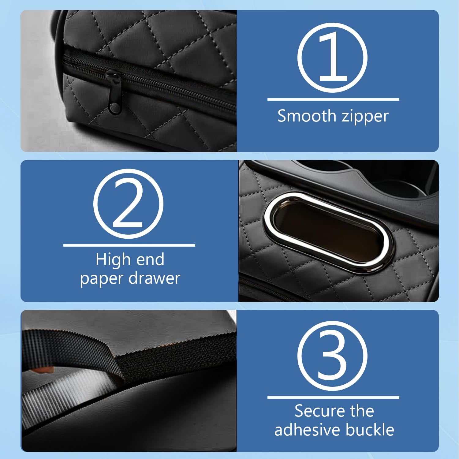 Multifunctional PU Leather Car Armrest Box Mat, Universal Center Console Cover with Storage Organizer, Non-Slip Driver and Passenger Side Arm Rest Pad