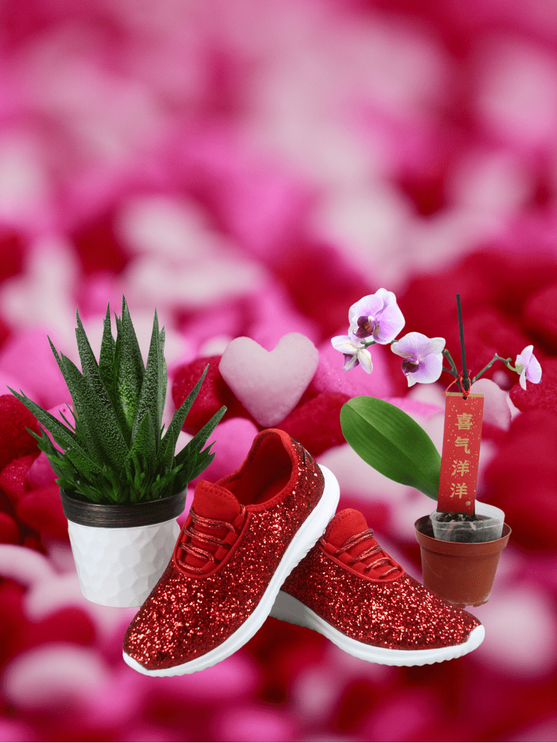 Toozon Women's Sparkle Glitter Slip On Flat Sneakers, Red