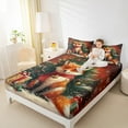 thumbnail image 4 of Manfei Magical Gold Fox Full Size Sheets for Teens, Kawaii Christmas Animal Bed Sheets, Happy New Year Sheet Sets, Luxury Bedroom Decor, 4 Pieces, 4 of 7