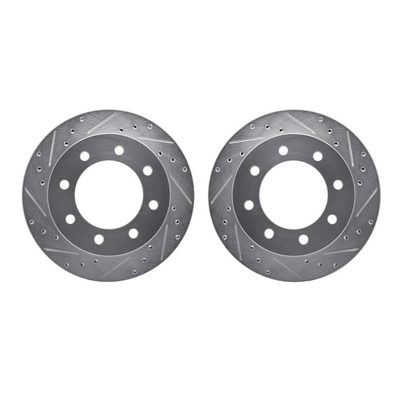 Dynamic Friction Company Rear Brake Rotors-Drilled and Slotted-Silver 7002-48059