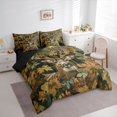 thumbnail image 2 of Castle Fairy Fall Leaves Deer King Bedding 7pcs for Boys,Jungle Animal King Bed in a Bag,Brown Olive Orange,Black Reversible, 2 of 7