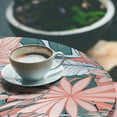 thumbnail image 3 of Ambesonne Tropical Fitted Round Tablecloth, Syngonium Dracaena Leaves, 56"- 60" Diameter, Coral Dark Cadet Blue, 3 of 5