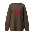 thumbnail image 3 of Crewneck Sweatshirts for Women Valentine's Day Cute Funny Graphic Print Pullover Tops Casual Long Sleeve Shirt(Brown,L), 3 of 4