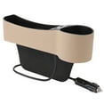 thumbnail image 1 of EeaseMX Organizador universal para el hueco del asiento del coche, con bolsillo lateral para el pasajero, cargador USB doble, portavasos y almacenamiento automático (beige), 1 of 7