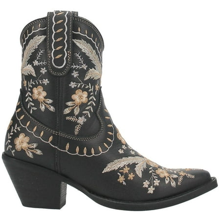 

Dingo Womens Primrose Embroidered Floral Snip Toe Casual Boots Ankle Mid Heel 2-3