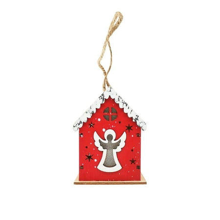 

Herrnalise Christmas Wooden Crafts Wooden Glowing Small House Log Cabin Pendant Christmas Tree Window Decoration Kitchen Sssentials Celarance
