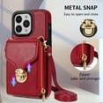 thumbnail image 6 of Dteck for iPhone 16 Pro Crossbody Wallet Case, Card Holder Zipper Phone Case with Shoulder Strap, Durable Leather Purse for Women Compatible with iPhone 16 Pro 6.3 Inch 2024,Red, 6 of 7