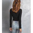 thumbnail image 4 of REORIA Women Square Neck Bodysuit Sexy Long Sleeve Ribbed Corset Tops, 4 of 8