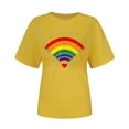 thumbnail image 4 of Lovskoo 2024 Summer Tops for Women Trendy Short Sleeve Lgbt Pride Month Printed Floral Print Casual Crewneck Tops Pullover Blouse T-Shirt Yellow 2XL, 4 of 5