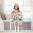 thumbnail image 7 of FORMRS Wearable Blanket Hoodie with Sleeves for Kids Cozy Flannel Sweatshirt, Cartoon Gray Houses, 7 of 7
