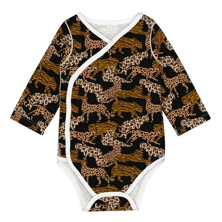 

Gaeub Leopard Print Unisex Babies Long-Sleeve Bodysuit 100% Organic Cotton-2 Years
